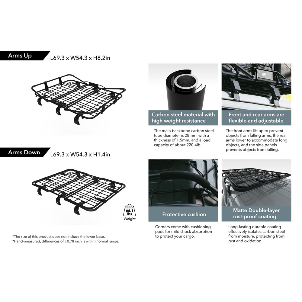 Transforming Car Roof Basket Roof Clamp Style