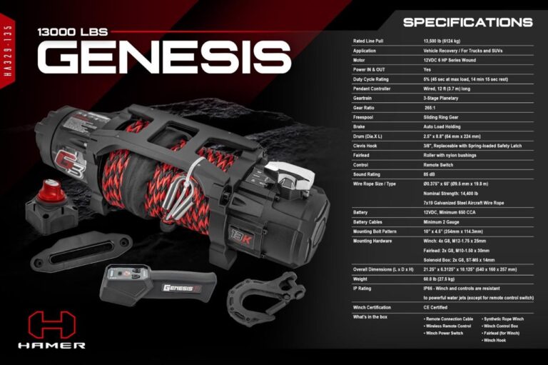 Hamer Genesis 13000LB Synthetic Wireless Winch