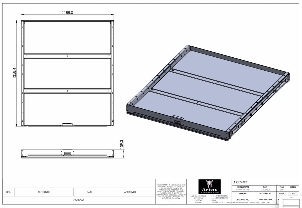 ARTAV Ford Ranger Next Gen (2023-Present) EeziLoader Cargo Tray - Double Cab Only