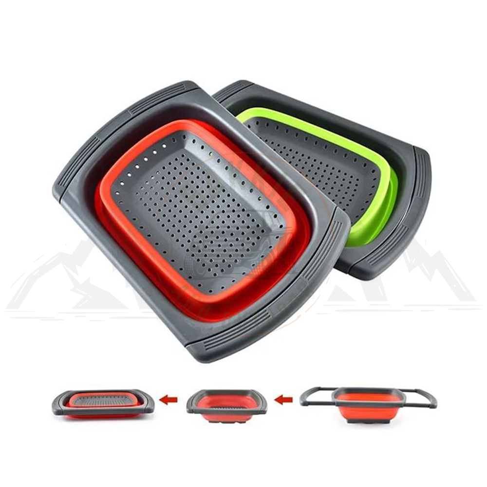 Drain Basket Collapsible Rectangular Green
