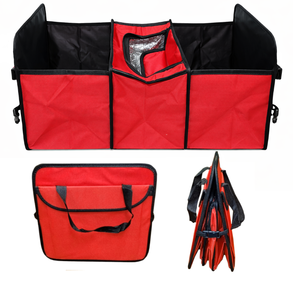 Car Trunk Organizer w/Cooler Bag Red - 50L