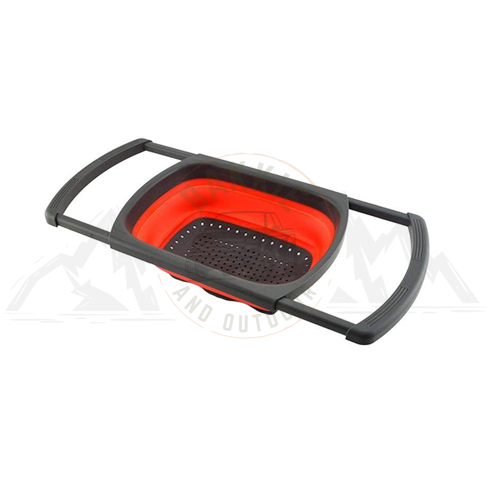 Drain Basket Collapsible Rectangular Red