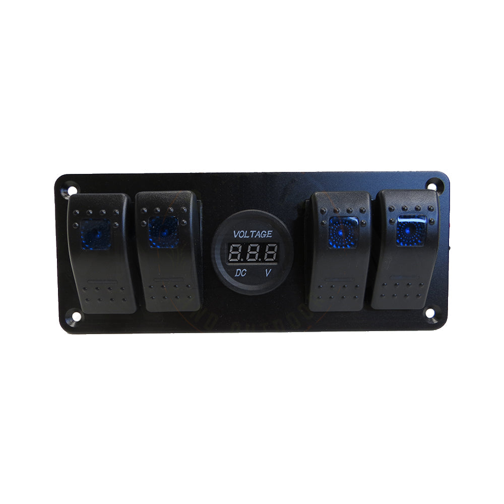 4 Way Switch Dual Blue LED Blue Voltmeter