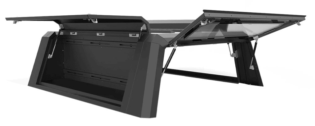 CanoPeak canopy range illustration with doors open; optional accessories shown